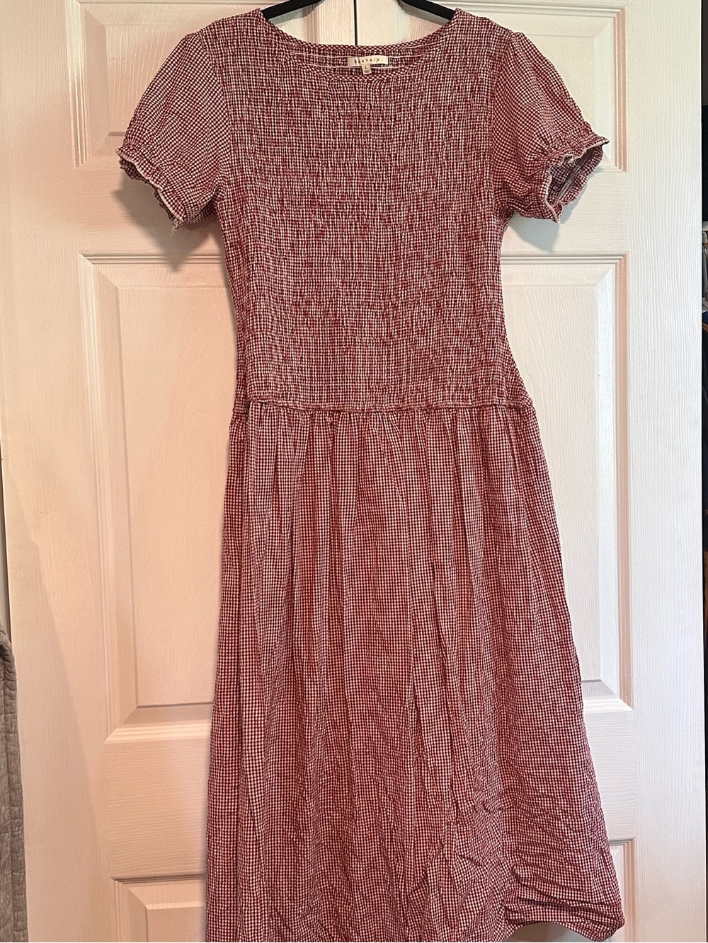 Smocked Short Sleeve Midi Dress